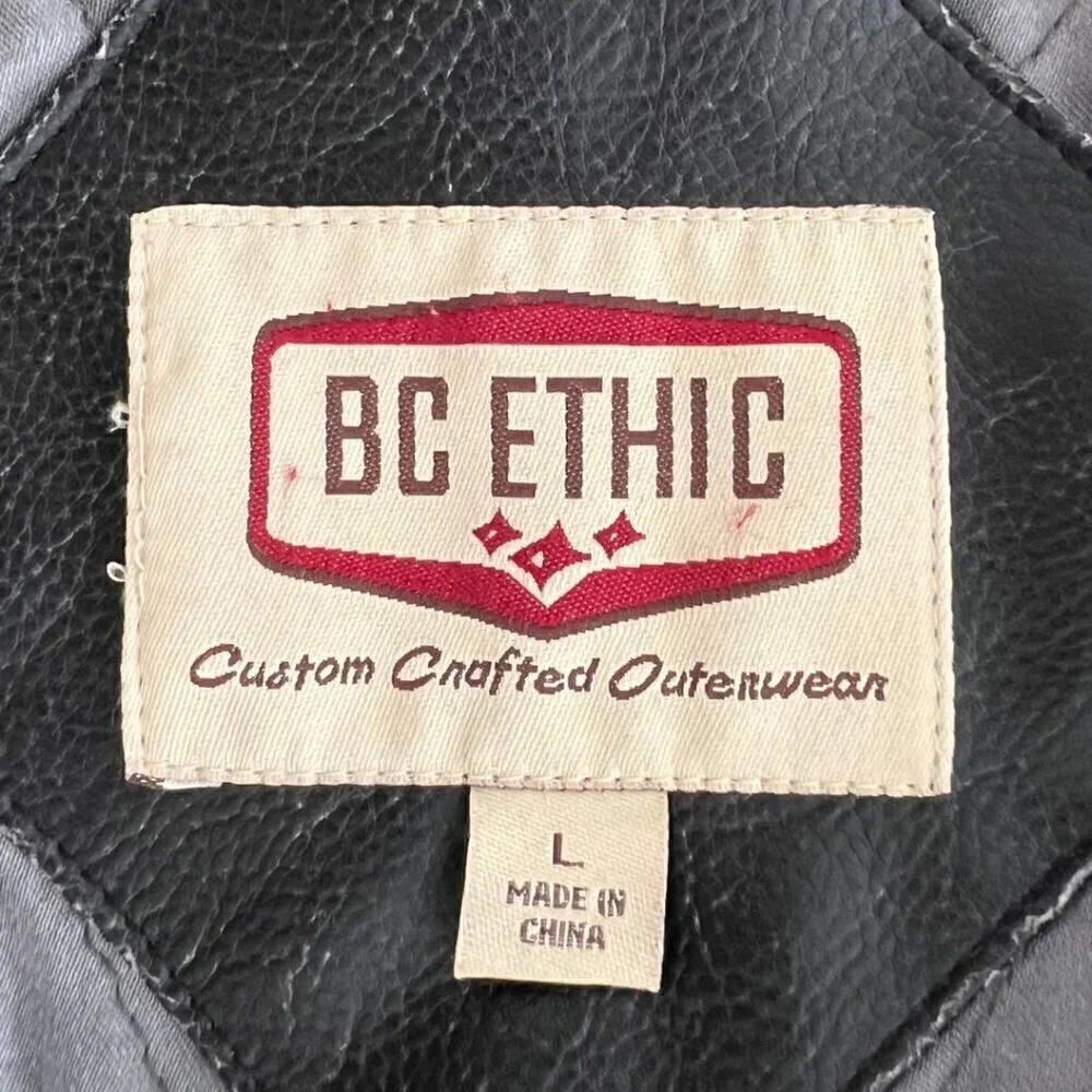 BC Ethic Faux Distressed Long Leather Jacket - Picture 8 of 9